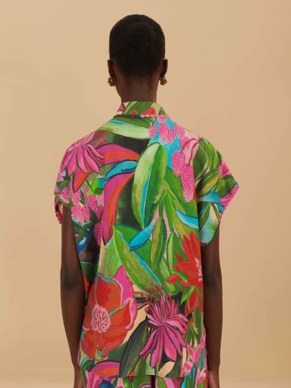 FARM Rio Jardin De Reve Shirt Size XS NWT Tropical Linen Multicolor - Picture 2 of 16